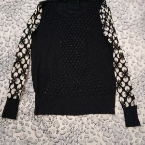 Black Full Sleeves Western Top