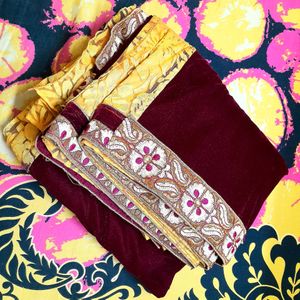 Purple Coloured Velvet Saree