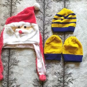 Santa Cap & Woolen Caps For Kids Total Quantity 4