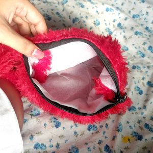 Red Furry Sling Bag
