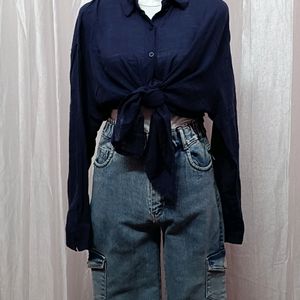 Oversized Navy Blue Cotton Shirt💙