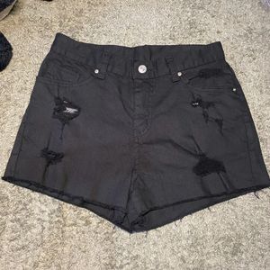 Black Torn Shorts For Her