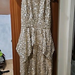 Golden Fully Embellished Heavy Party Dress