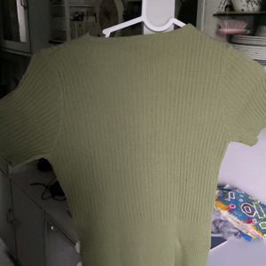 Green Ribbed Crop Top From VIETNAM