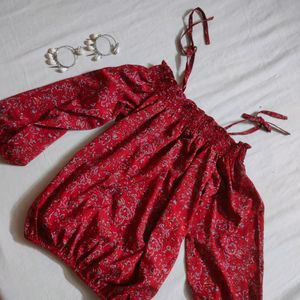 Rare Red Women Blouson Top