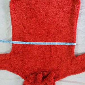 RED FURRY WOOLEN SWEATER