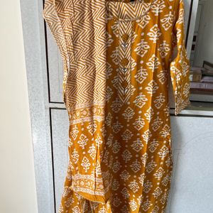 Yellow Kurta Pant N Dupata Set