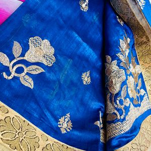 💥Price Drop Alert. Blue   Georgette Saree With Be