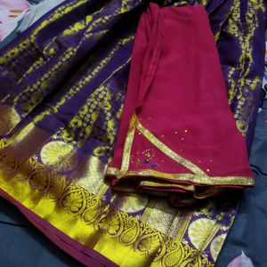 Pattu Paavadai With Matching Duppata