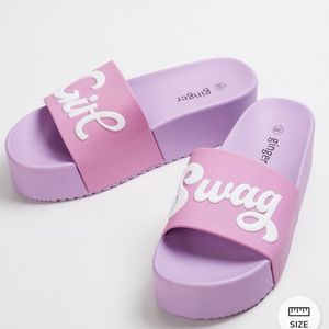 Typographic Printed Slides Slippers