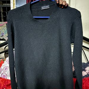 A Classic Black Crewneck Sweater