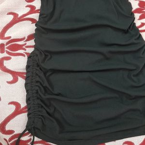 H&M Black ribbed Jersey Gathered Dress.