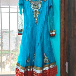 Partywear Gown With Churidar