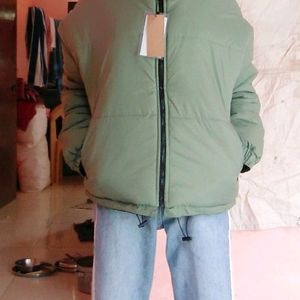 Reversible Mock-Collar Puffer Jacket