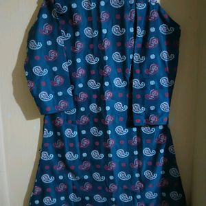 Printed Blue Kurtha For Women