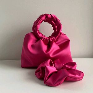 Pink satin bag |With Round Handles