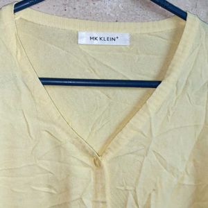 Ladies Fashion Cardigan Casual Top Yellow