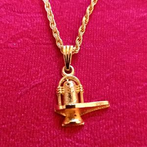 Shivling Gold Plated Pendant With Chain