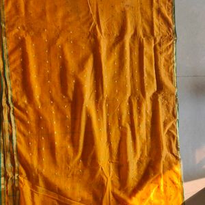 Mustard Yellow Chanderi Silk Saree