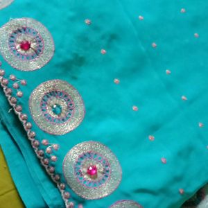 Treaty Blue Colour Saree