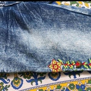 Skinny Girl's Jeans, Denim with Hand Embroidry