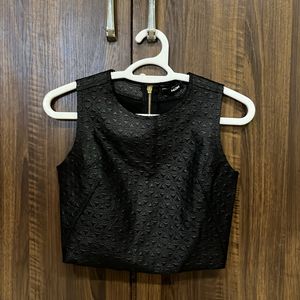 Black Leather Crop Top