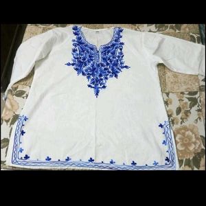 New Kashmiri Kurti White Color