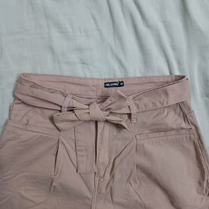 Bow Belt Light Pink Boyfriend Pants