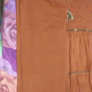 Heavy Suit Piece With Pajama For 10-12 Age Girl, Dark Orange In Colour, Party/wedding Wear, Twice Used