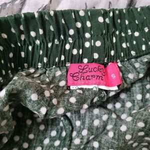 Dark Green Polka Dot Mini Skirt