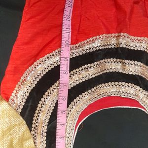 Golden Red Saree With Blouse