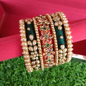 Handcrafted Subhapradam Silk Thread Bangles Set