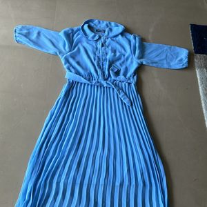 Fixed Price Blue Dress With Elbow Sleeves