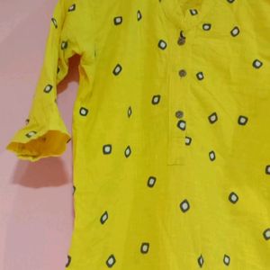 Yellow Bandhani Designed Formal kurti