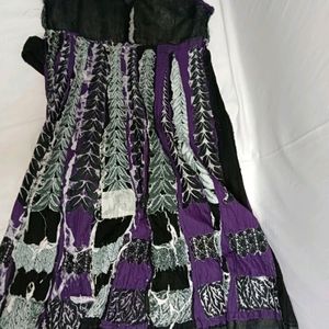 Purple Embroidered Anarkali Kurti