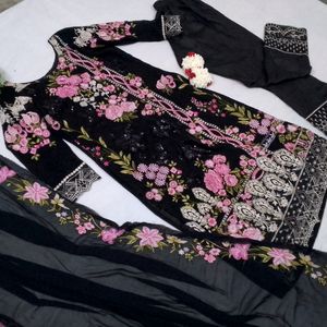 Black Bold Pakistani Designer Suit Set