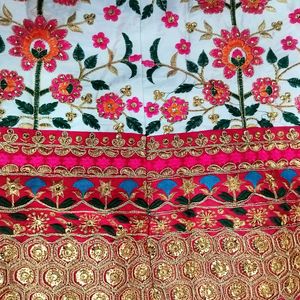 RED & WHITE FLORAL DESIGN LEHENGA SET