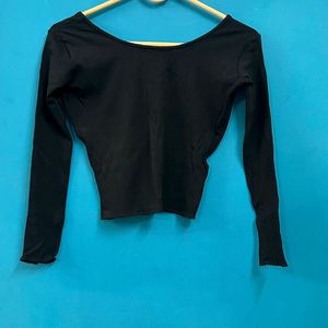 V Neck Black Crop Top