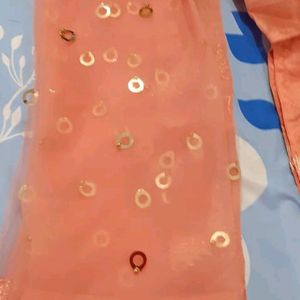 Peach Colour Kurta Plazo With Dupatta