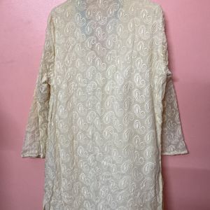 Full Sleeves Off White Kurti