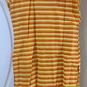 Yellow And Red Striped Kurta