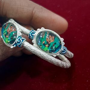 Silver Kada Bracelet For Baby Ben 10 Ten