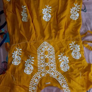 Chikenkari Yellow Kurta