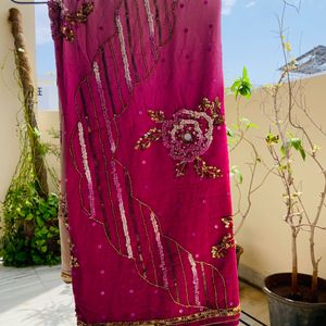 Baby Pink Georgette Saree (Women )