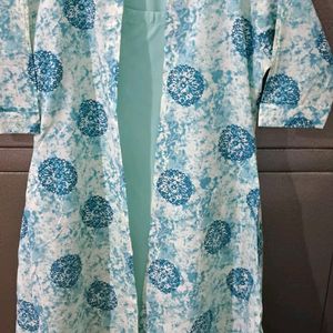 Sea Green Kurta With Cotton Shrug