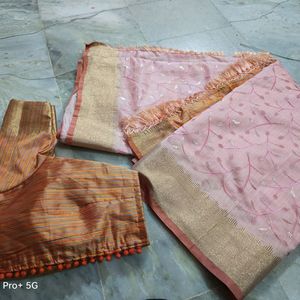 Embroidery Work Sarees With Designer Blouse