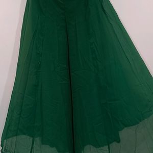 Flowy Bottle Green Palazzo Pants