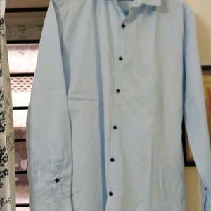 Mens Light Blue Plain Shirt Size 40