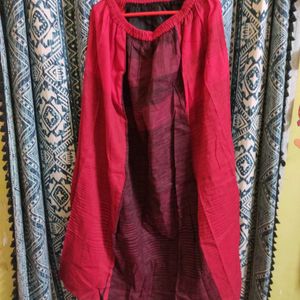 SALE Pure Cotton A-Line Red & Maroon Long Skirt