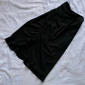 Side Ruched Black Y2k Midi Skirt Korean